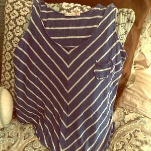 Chevron striped royal blue white flowy tank